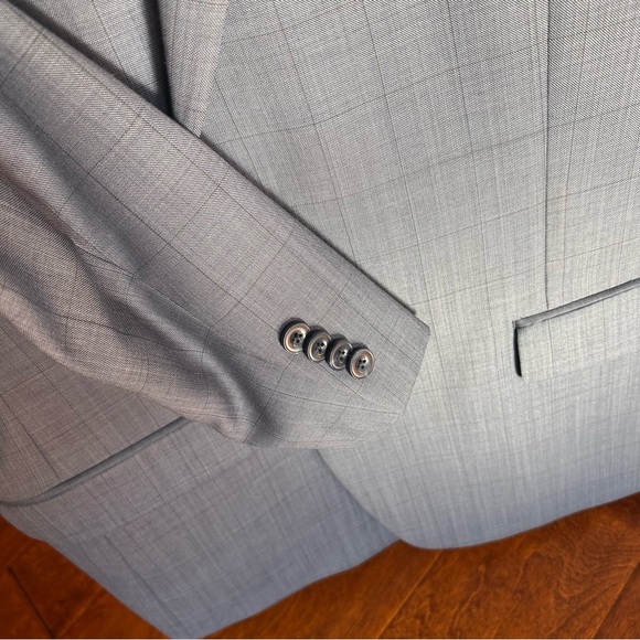 Michael Kors Mens 44R Kris Wool Blend Suit Jacket Blue Gray Windowpane NWT - Picture 13 of 16